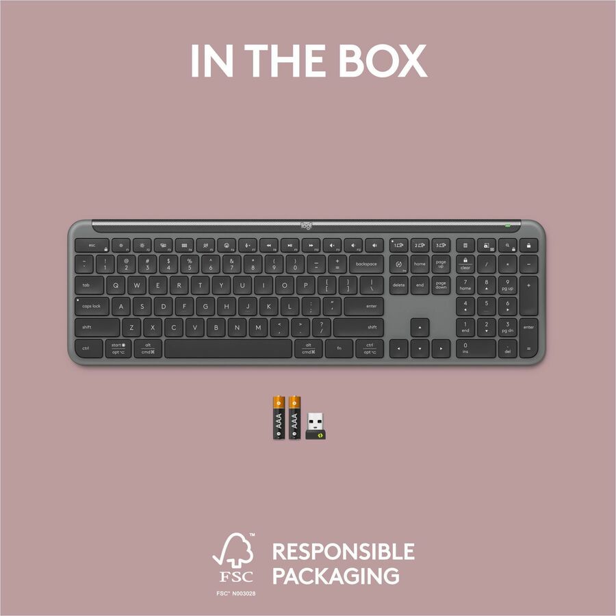 Logitech 920-012424 Signature Slim K950 Wireless Keyboard, Sleek Design