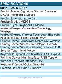 Logitech 920-012427 Signature Slim for Business Wireless Keyboard & Mouse Combo
