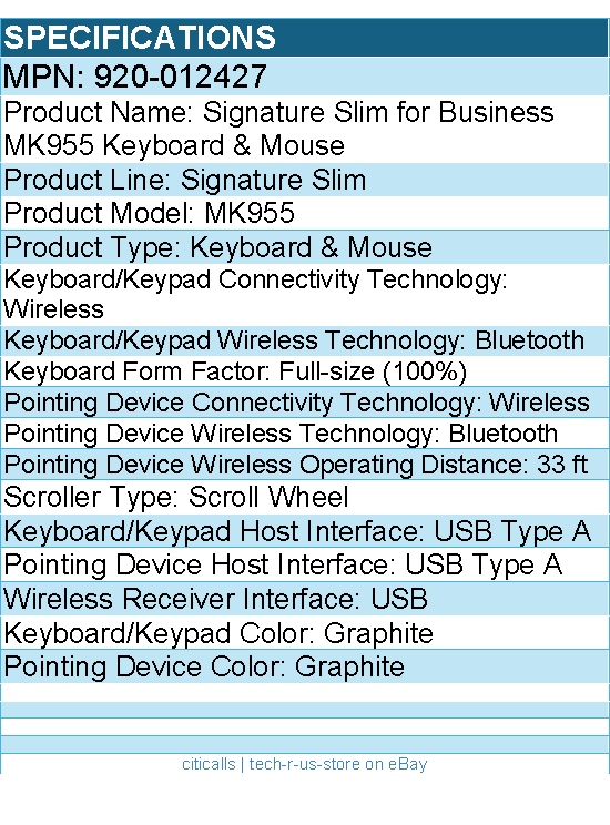 Logitech 920-012427 Signature Slim for Business Wireless Keyboard & Mouse Combo