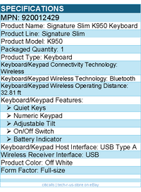 Logitech 920012429 Signature Slim K950 Wireless Keyboard - Sleek Design
