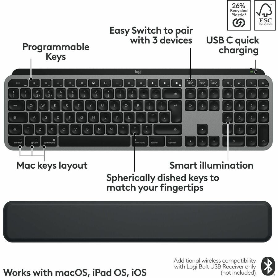 Logitech 920012592 MX Keys S Combo for Mac, Wireless Keyboard and Mouse
