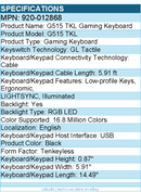 Logitech G 920-012868 G515 TKL Gaming Keyboard - Illuminated - Black