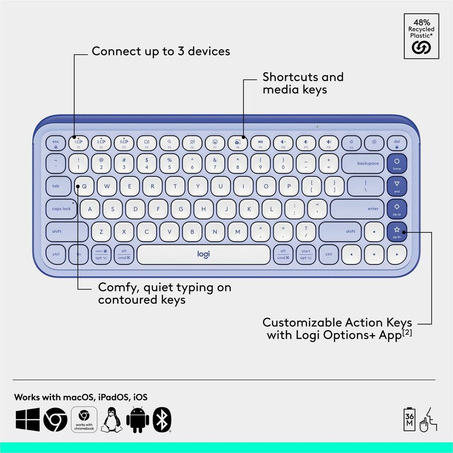 Logitech 920-013043 POP ICON COMBO, Bluetooth Keyboard and Mouse Combo