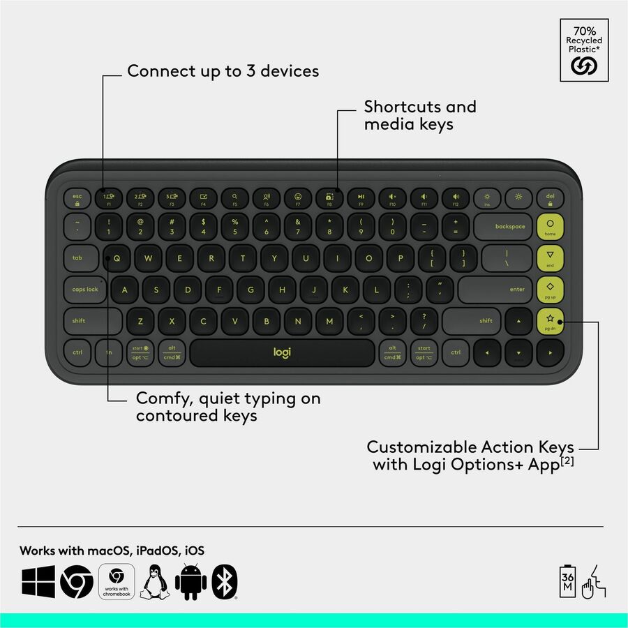 Logitech 920-013103 POP ICON COMBO, Bluetooth Keyboard and Mouse Combo