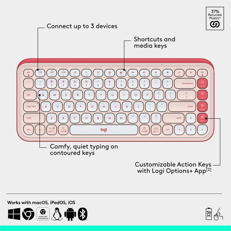 Logitech 920-013105 POP ICON COMBO, Bluetooth Keyboard and Mouse Combo
