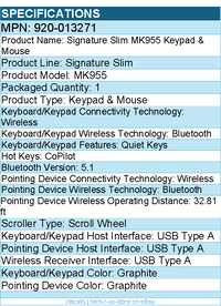 Logitech 920-013271 Signature Slim MK955 Combo - Wireless Keyboard and Mouse
