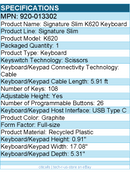 Logitech 920-013302 Signature Slim Wired K620 for Business, Full-Size Keyboard