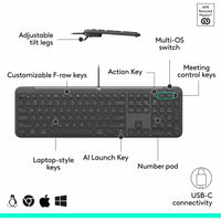 Logitech 920-013302 Signature Slim Wired K620 for Business, Full-Size Keyboard
