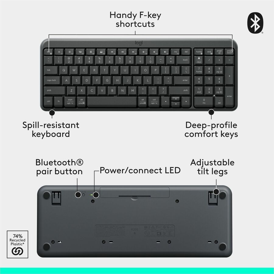 Logitech 920-013510 MK250 Bluetooth Wireless Mouse and Keyboard Combo