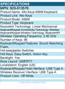Logitech 920-013576 Alto Keys K98M Wireless Mechanical Keyboard
