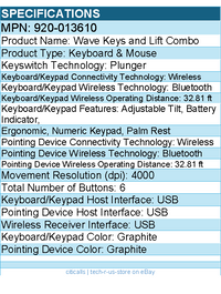 Logitech 920-013610 Wave Keys & Lift Vertical - Wireless Keyboard & Mouse Combo