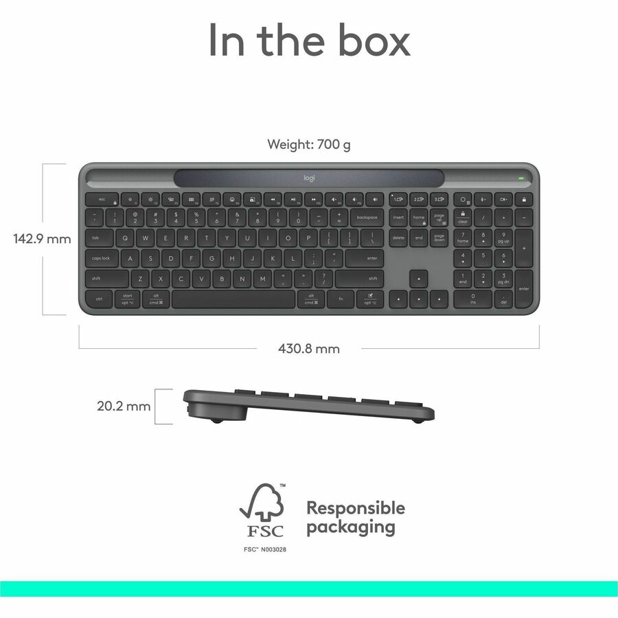 Logitech 920-013755 Signature Slim Solar Wireless Keyboard - Bluetooth