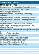 Logitech 920-013786 Signature Slim Solar - Keyboard - Wireless - Bluetooth