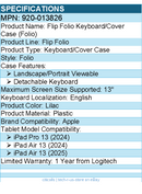 Logitech 920-013826 Flip Folio Keyboard/Cover Case for 13" Apple iPad Pro 13