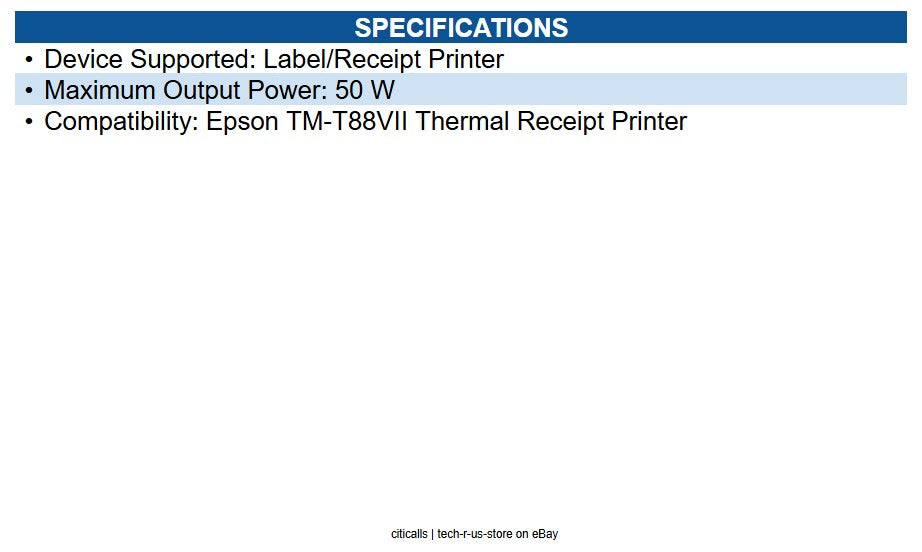 HP Retail 92Q81AA#ABA Epson PS-190 50W AC ADPT USA/CAN English