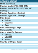 Canon 9304B005 CMY Original Inkjet Ink Cartridge - Yellow, Cyan, Magenta