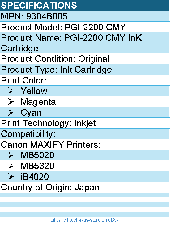 Canon 9304B005 CMY Original Inkjet Ink Cartridge - Yellow, Cyan, Magenta