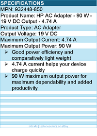 HPI 932448-850 HP AC Adapter - 90 W - 19 V DC Output - 4.74 A