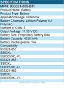BTI 933321-855-BTI 11.55V 50WHR LI-ION NOTEBOOK BATTERY - 4330 mAh