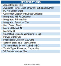 Custom America 935KY460300L33 Ascent 15.6" Touchscreen All-in-One POS Terminal