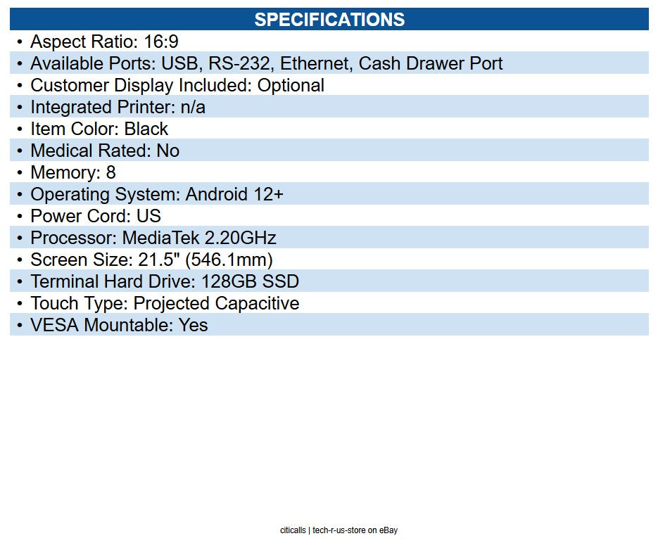 Custom America 935PW010200L33 Trek 21.5-inch Android Touch Computer, MTK G700