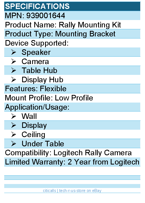 Logitech 939001644 Rally Mounting Kit - Flexible - for Rally Camera