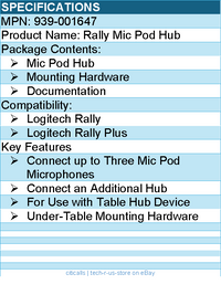 Logitech 939-001647 Rally Mic Pod Hub for Rally Video-Conferencing Systems