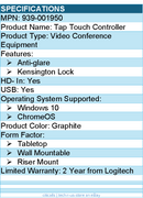 Logitech 939-001950 Tap with Cat5e Kit - Graphite - Wall Mountable