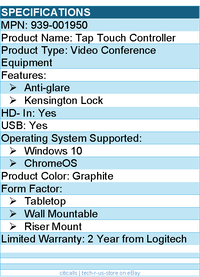 Logitech 939-001950 Tap with Cat5e Kit - Graphite - Wall Mountable