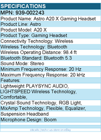 Logitech G 939-002243 Astro A20 X LIGHTSPEED Wireless Gaming Headset