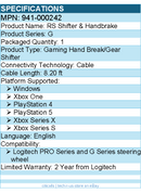 Logitech 941-000242 G RS Sim - Gaming Hand Break/Gear Shifter