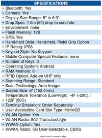 Datalogic 944850013 Memor 35 6" Touchscreen Mobile Computer Full Touch Pda Na