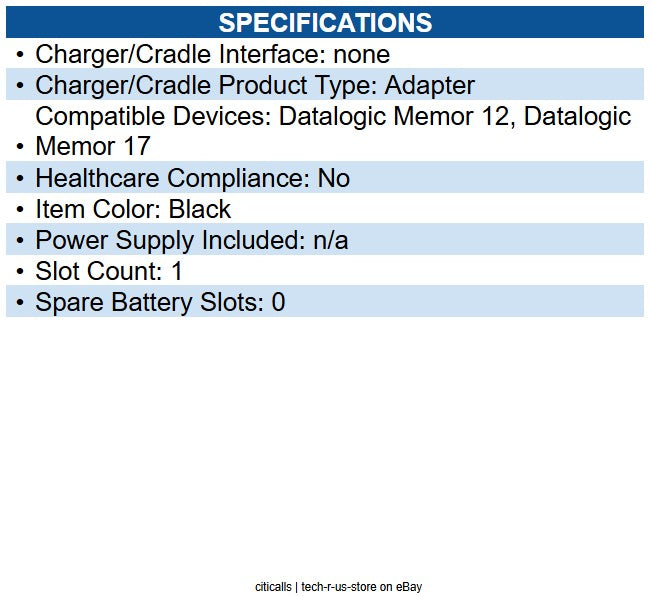 Datalogic 94ACC0397 Adapter for cradles wireless (4 PCS/unit) for Memor 12-17