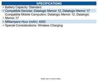 Datalogic 94ACC0410 Battery, Standard+Wireless charging 4000 mAh for Memor 12-17