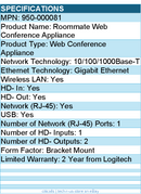 Logitech 950-000081 RoomMate - CollabOS appliance - Web Conference Appliance