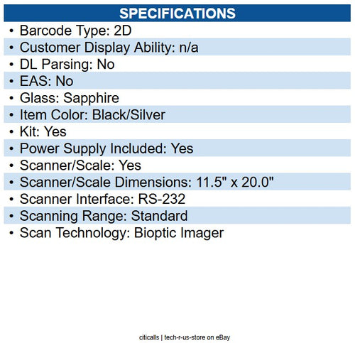 Datalogic 9500230011-010231 Magellan 9550i Scanner/Scale, Long Platter