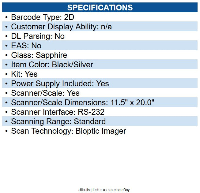 Datalogic 9500230011-010231 Magellan 9550i Scanner/Scale, Long Platter
