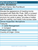 Logitech 952000020 Rally Mic Pod Mount - Compact - White
