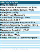 Logitech 952000038 Rally Mic Pod for Rally, Rally Bar, and Rally Bar Mini, White