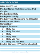 Logitech 952000181 Rally Mic Pod CAT Coupler - Black