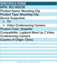 Logitech 952-000208 Mounting Clip for TV, Video Conferencing Camera - Graphite