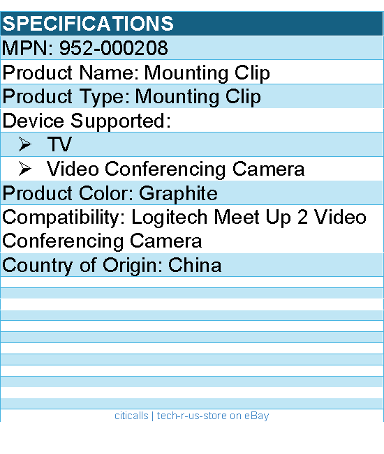 Logitech 952-000208 Mounting Clip for TV, Video Conferencing Camera - Graphite