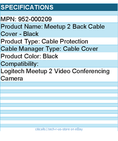 Logitech 952-000209 Meetup 2 Back Cable Cover - Black