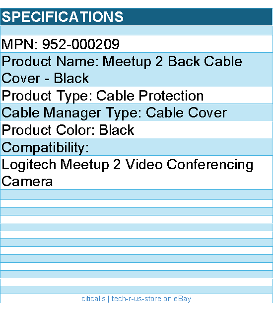 Logitech 952-000209 Meetup 2 Back Cable Cover - Black