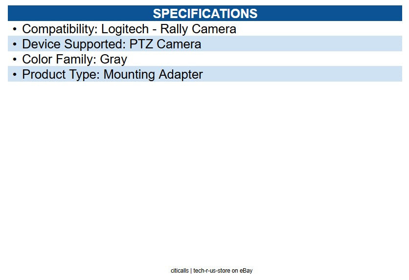 Logitech 952-000220 Mounting Adapter for PTZ Camera Graphite