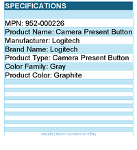 Logitech 952-000226 Camera Present Button - Graphite