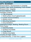 Logitech 952000091 Tap Scheduler Purpose-Built Scheduling Panel for MeetingRooms
