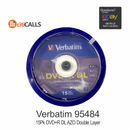 Verbatim 95484 DVD+R DL 8.5GB 4 Hours 8X Branded Surface 15 Pack Spindle