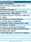 Logitech 956-000028 LOGI USB-C TO A Adaptor - Data Transfer Adapter - Black