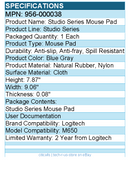 Logitech 956-000038 Studio Series Mouse Pad - Anti-slip - Blue Gray